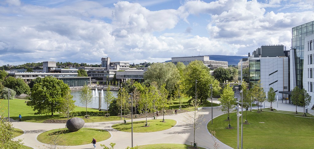 Buildings and green space on the University College Dublin campus