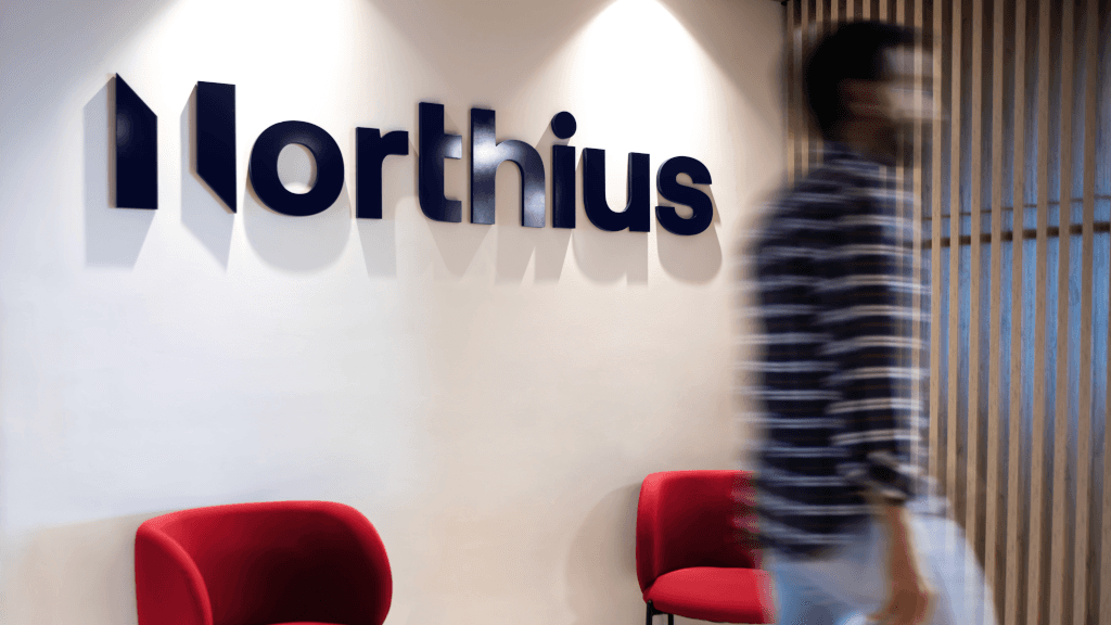 Northius sign in an office reception area