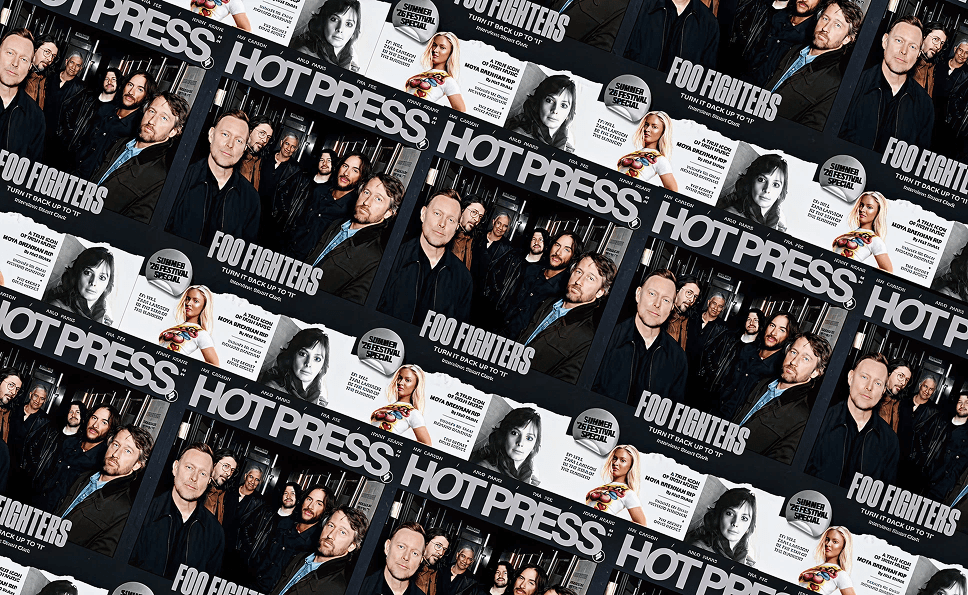 Repeating pattern of Hot Press magazine covers